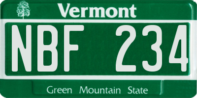 VT license plate NBF234
