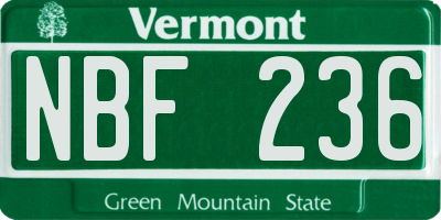 VT license plate NBF236