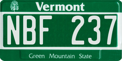 VT license plate NBF237