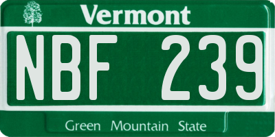 VT license plate NBF239