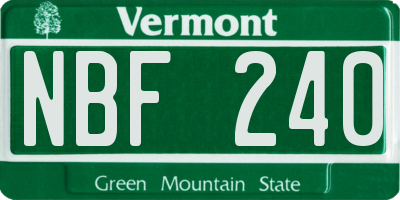 VT license plate NBF240