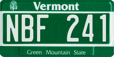 VT license plate NBF241