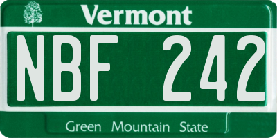 VT license plate NBF242