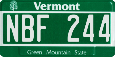 VT license plate NBF244