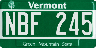 VT license plate NBF245