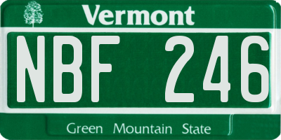 VT license plate NBF246