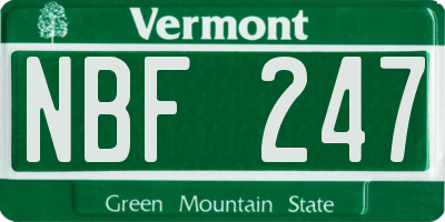 VT license plate NBF247