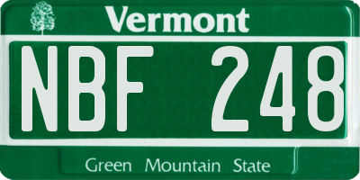 VT license plate NBF248