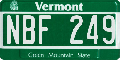 VT license plate NBF249