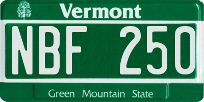 VT license plate NBF250