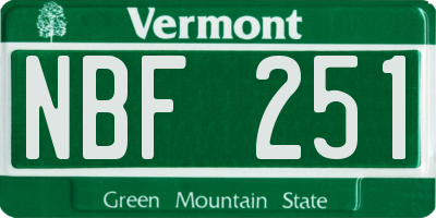 VT license plate NBF251