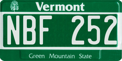 VT license plate NBF252
