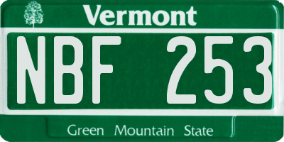 VT license plate NBF253