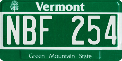 VT license plate NBF254