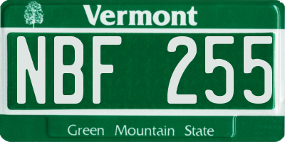 VT license plate NBF255