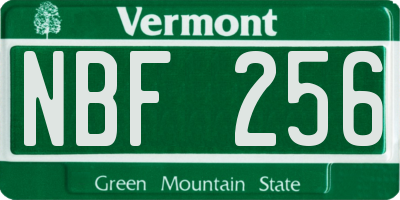 VT license plate NBF256