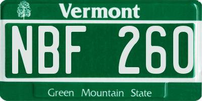 VT license plate NBF260