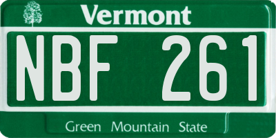 VT license plate NBF261