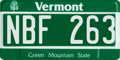 VT license plate NBF263