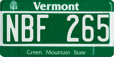 VT license plate NBF265