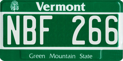 VT license plate NBF266