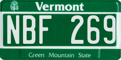 VT license plate NBF269