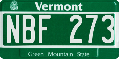 VT license plate NBF273