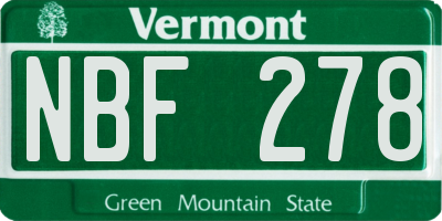 VT license plate NBF278