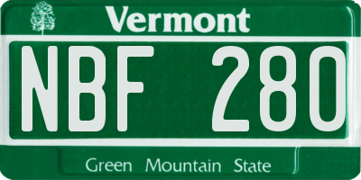 VT license plate NBF280