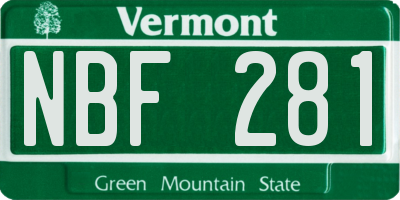 VT license plate NBF281