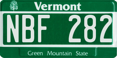 VT license plate NBF282