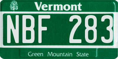 VT license plate NBF283