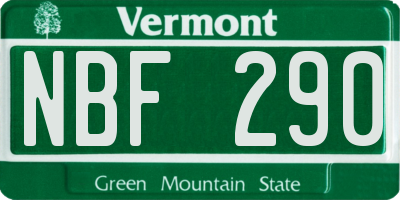 VT license plate NBF290