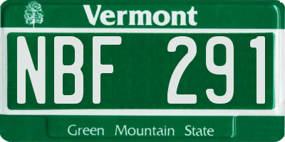 VT license plate NBF291