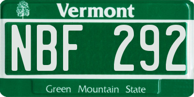VT license plate NBF292