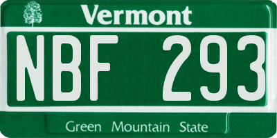 VT license plate NBF293