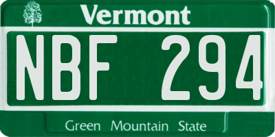 VT license plate NBF294