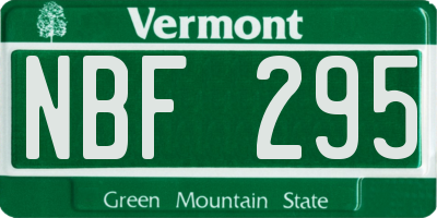 VT license plate NBF295