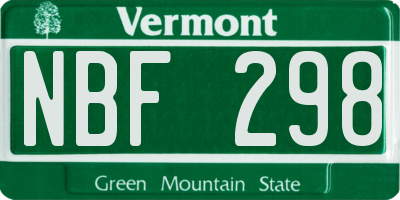 VT license plate NBF298