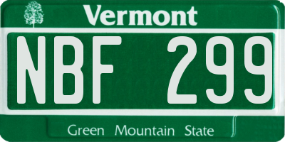 VT license plate NBF299