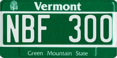 VT license plate NBF300