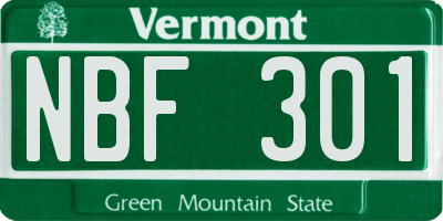 VT license plate NBF301