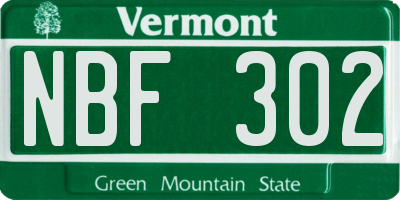 VT license plate NBF302