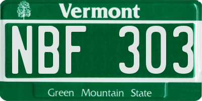 VT license plate NBF303