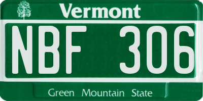 VT license plate NBF306