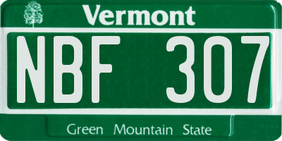 VT license plate NBF307