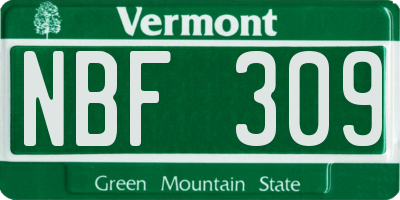 VT license plate NBF309