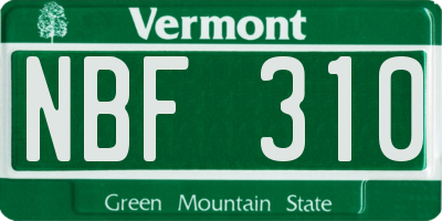 VT license plate NBF310