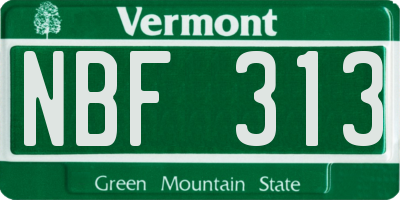 VT license plate NBF313