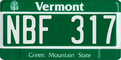 VT license plate NBF317